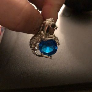 💝4/$25💝 Silver horse necklace/blue gem